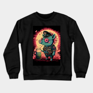 Cool Psychedelic Blue Pig Crewneck Sweatshirt